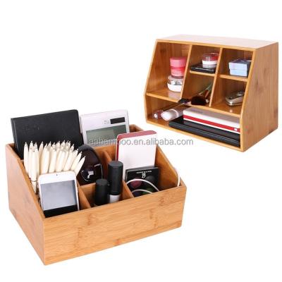 China Luxury Bamboo Wood Bamboo Office Table Desk Organizer For Makeup Houseware for sale