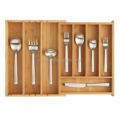 China Adjustable Eco-Friendly Organic Bamboo Kitchen Cutlery Knife Drawer Organizer for sale