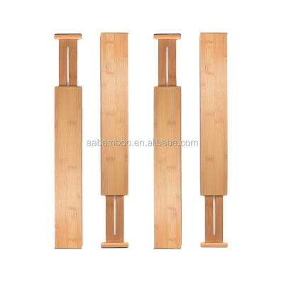 China Sustainable Wooden Kitchen Organizer Bamboo Adjust Drawer Divider Set Of 4 for sale