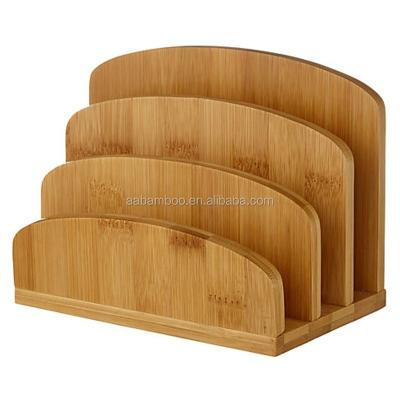 China Bamboo Wooden Letter Rack Organizer Desktop Stationery Desk Bamboo Letter Holder for sale