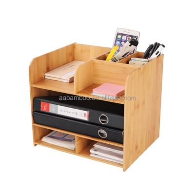 China Multifunctional Bamboo Wooden Stationery Desk Organizer for sale