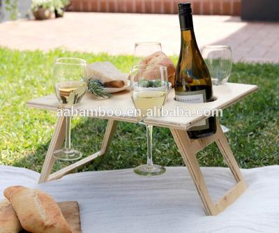 China Modern Wooden Bamboo Outdoor Wine Glass Wine Picnic Table Stand for sale