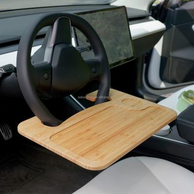 China Eco-friendly Portable Table Desktop Laptop Car Steering Wheel Bamboo Wood Tray for sale