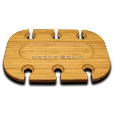 China Eco - Friendly Premium Bamboo Wine Glass Holder Serving Tray For Party for sale