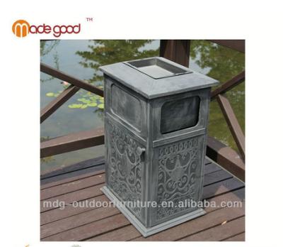 China Sustainable Black With Outdoor Ashtray Metal Trash Can for sale