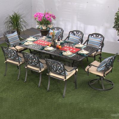 China Rectangular Metal Chair 1 Table And 8 Chairs Aluminum Outdoor Garden Furniture Sets for sale