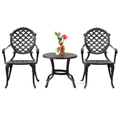 China Metal chair metal garden furniture European style outdoor cafe chairs and table design aluminum coffee table for sale