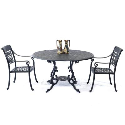 China High quality outdoor metal Table round table and chiars set upscale villa hotel furniture waterproof and rust proof for sale