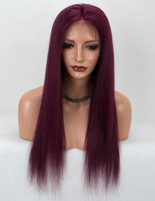 China Alilibsswig Virgin Hair Long 99J Brazilian Straight Hair Wigs Distributor Cuticle Aligned Burgundy Pre Plucked Hairline Lace Front Human Hair Wigs for sale