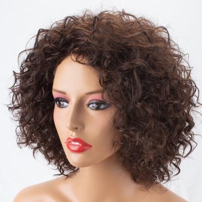 China Heat OK Fiber Synthetic No Lace Wig Aliblisswig Cheap Free Shipping Short Bob Synthetic Wig Heat Resistant Curly Fiber Glueless Brown No Laces Synthetic Hair Wigs for sale