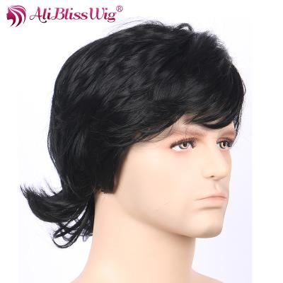 China Machine Made Black Curly High Temperature Fiber Short Heat Resistant Wig Machine Made Fiber Wig Up To 160 Centigrade Best Quality Synthetic Hair Heat Resistant For Boy for sale