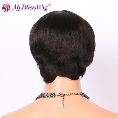 China Promotion 130% Density Natural Short Straight Hair Scalp Style Hair Wigs For Black Women for sale