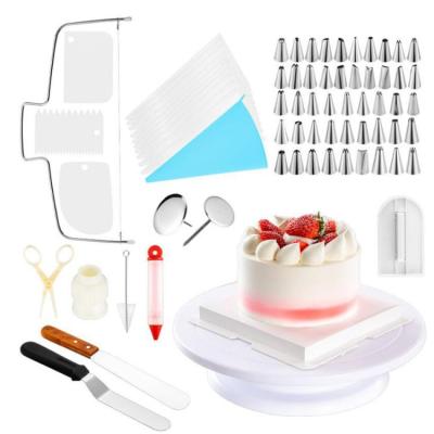 China Viable 73Pcs DIY Cupcake Turntable Piping Bag Tip Spatula Icing Kits Baking Decorating Supplies Molds Cake Tools for sale