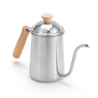 China Sustainable Home Office 650ml Stainless Steel Long-mouth Portable Drip Can Coffee Kettle Teapot for sale