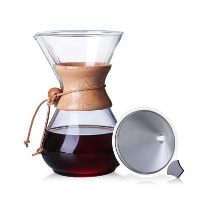 China Contemporary Portable 800ml Flow Device Brewer Hand Drip Pot Reusable Glass Cup Coffee Makers for sale