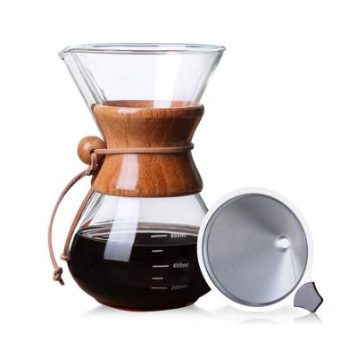 China Contemporary Portable Reusable Glass Cup Machine 600ml Flow Device Brewer Hand Drip Pot Coffee Makers for sale