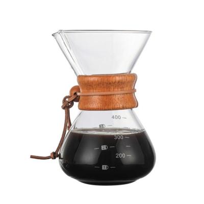 China Contemporary Portable 400ml Flow Device Brewer Hand Drip Pot Reusable Glass Cup Machine Coffee Makers for sale