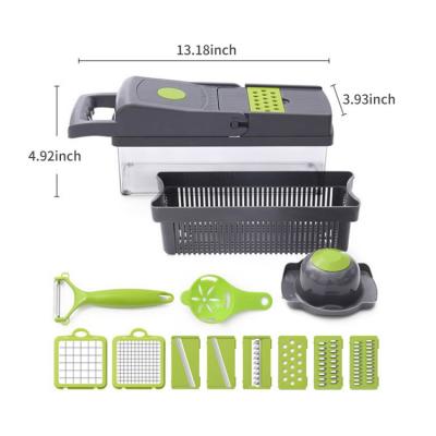 China Viable 12 in 1 Manual Food Chopper Vegetable Cutter Meat Grinders DIY Multifunctional Onion Garlic Shredder and Slicers for sale