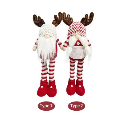 China 2021 Cute Hot Selling Faceless Installation Doll Window Props Dwarf Standing Santa Retractable Doll Christmas Decoration Posing Supplies for sale