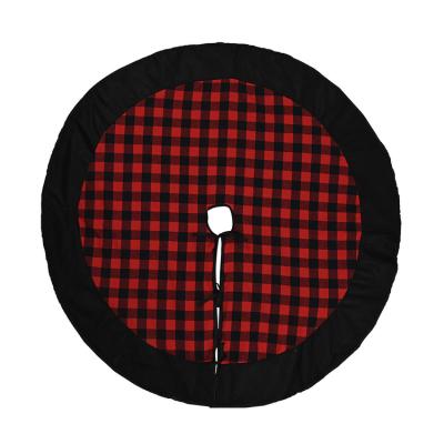 China 120cm Cute Hot Selling Red Plaid Flannel Christmas Tree Skirt Christmas Decoration Supplies for sale