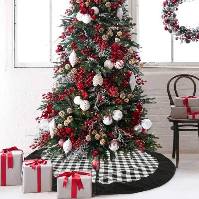 China 120cm Cute Factory Black Plaid Flannel Christmas Tree Skirt Wholesale Christmas Decoration Supplies for sale