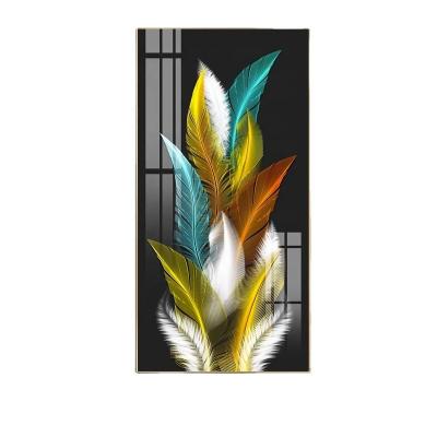 China Modern Popular Purple Feather With Butterfly Landscape Luxury Abstract Wall Art For Home Decor for sale