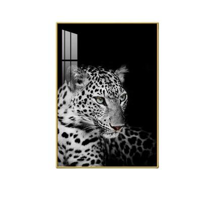 China Modern Popular Black And White Leopard Panther Canvas Painting Animals Prints Wall Art for sale