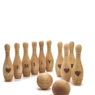 China China Factory China DIY Custom Wooden Rolling Lawn Ball With Engraved Logo for sale