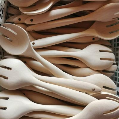 China Europe OEM Supply Customized 30 Cm Longer Natural Wooden Forks With Handle for sale