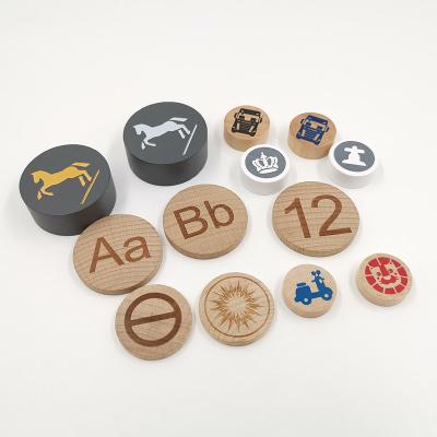 China Europe Customized Printed Round Wooden Brand For Board Games for sale