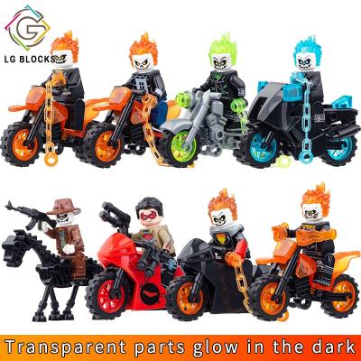 China Building Blocks Figures Ghost Rider Skeleton Luminous Mini Building Toy LG1002 Horror Series Movies Superhero Action Toys Kids Gift for sale