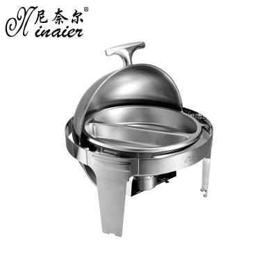 China Customized LOGO food utensils venda de material Para server buffet warmer and chafing dishes cylinder desktop modern commercial buffet for sale