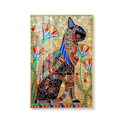 China High Resolution Custom Abstract Cat Animal Decorative Painting Aluminum Alloy Frame Canvas for sale