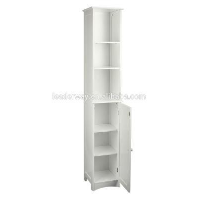 China Good Quality Wooden Bathroom Shelf Thin Storage Cabinet Tall Canvas Tower for sale