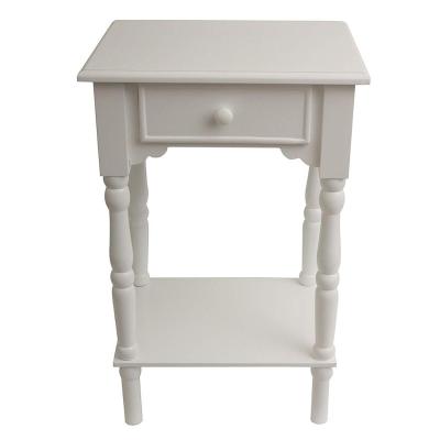 China 2 Layers Bedside Table With Drawer 2 Layers Wooden Antique White Bedside Table Nightstand With Drawer for sale