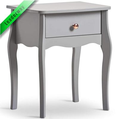 China Multifunctional Retro Style Gray Drawer Bedside Rose Gold Handle Drawer Wood Bedside Table Beside Table for sale