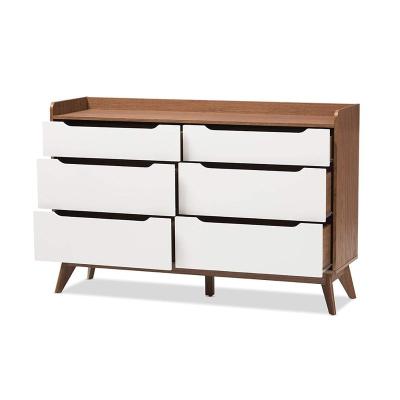 China White / Walnut Brown Multifunctional Chest Of Drawers / Desk 6 Drawer Storage Vanity Living Room Furniture for sale