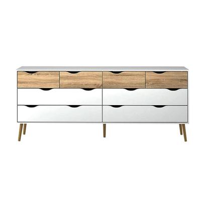 China Knock Down 8 Layer Modern Design White Natural Wood Color Living Room TV Cabinets And Chests For Home Decor for sale