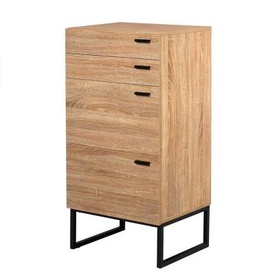 China Multifunctional Drawers Furniture Wood Reasonable Price Bedroom Chest With 4 Drawers Oak Steel Legs for sale