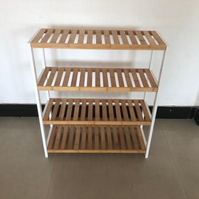 China 4 Tier Expandable Bamboo Wooden Shoe Rack for sale