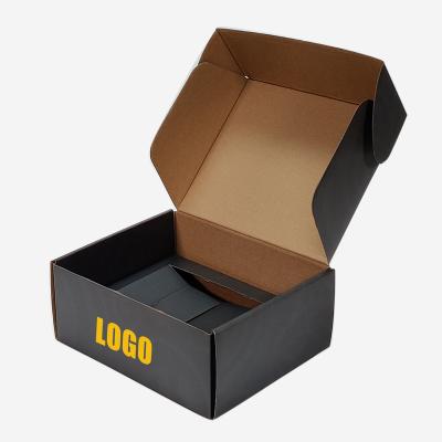 China Recyclable Custom Printed Design Roll End Mailing Boxes Folding Corrugated Cardboard Paper Mailer Box Recyclable Black Packaging for sale