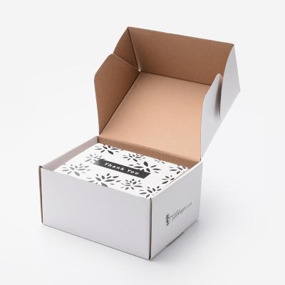 China Recyclable Logo Colored Corrugated White Paper Custom Packaging Laps Shipping Mailer Box With Thank You Gift Envelope for sale