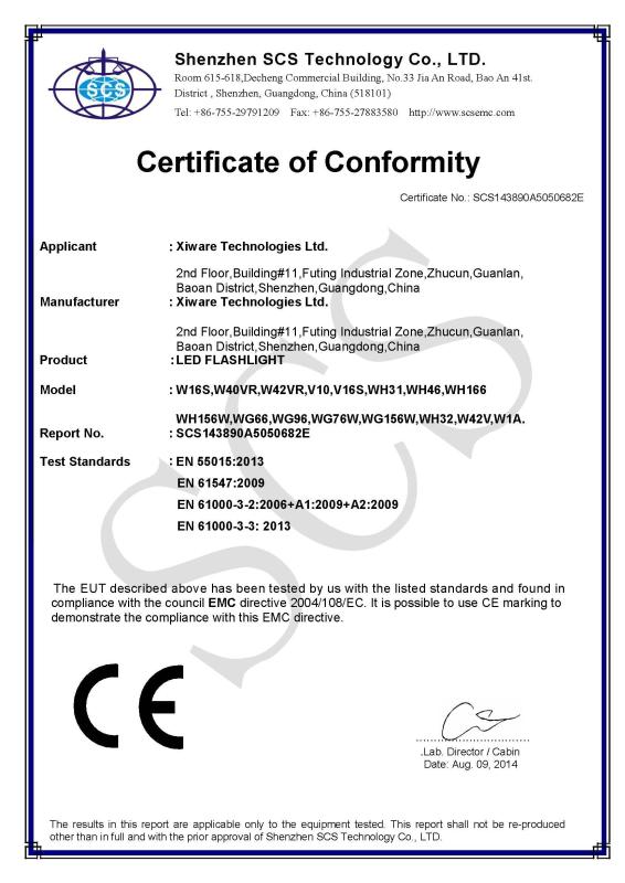 CE Certificate - Xiware Technologies Ltd.