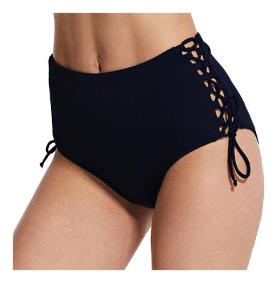 China Quick Dry Women's High Waist Bikini Bottoms With Side Lace Up Swim Briefs For Full Abdomen Coverage Fashionable for sale