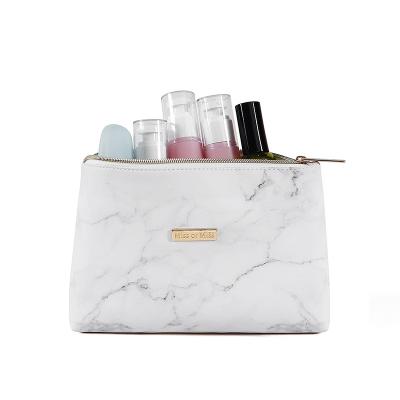 China Lady Factory Custom Marble PU Makeup Bag Waterproof Soft PU With Zipper Cosmetic Bag for sale