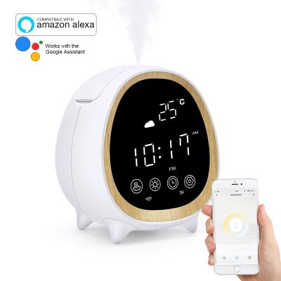 China Unique Car Products For Sell Small Ultrasonic Humidifier Aromatherapy Intelligent Alexa WiFi Diffuser Electronic Alarm for sale