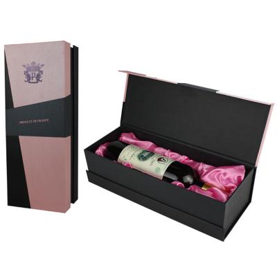 China custom black paper cardboard gift boxes company with magnetic closed for wine for sale