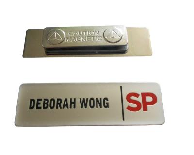 China custom metal silver business name badges event uniform name tag lanyards factory for sale