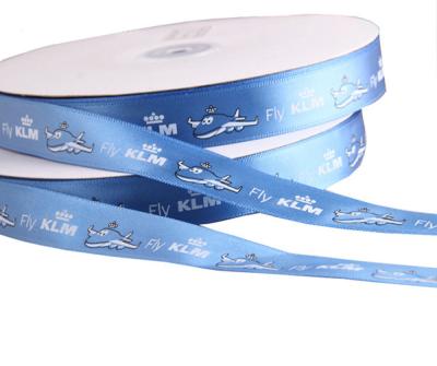 China custom cheap blue christmas Polyester satin ribbon sale with logo factory for sale