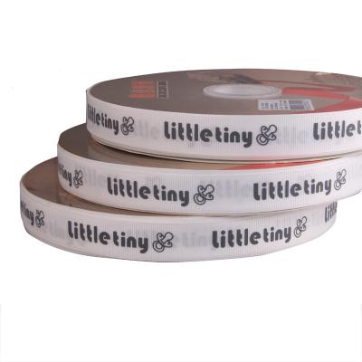 China custom printed white bulk grosgrain ribbon with black logo for sale suppliers for sale